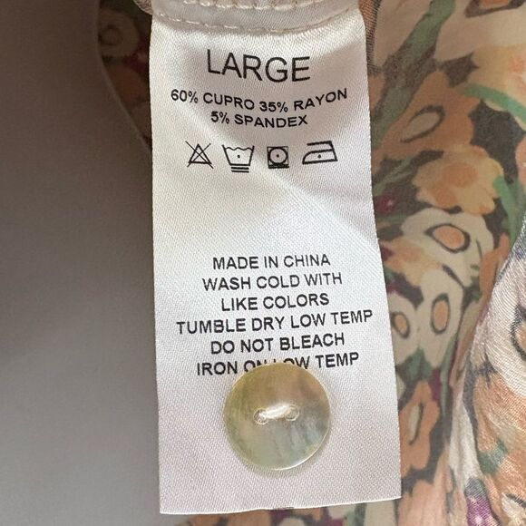 Taylor Tillman New York Floral Button Front Blouse Retro Print Top L Large - Picture 6 of 6